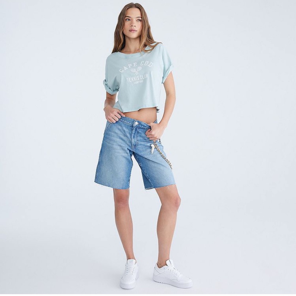 Aeropostale Light Wash Denim Bermuda Shorts - Blue